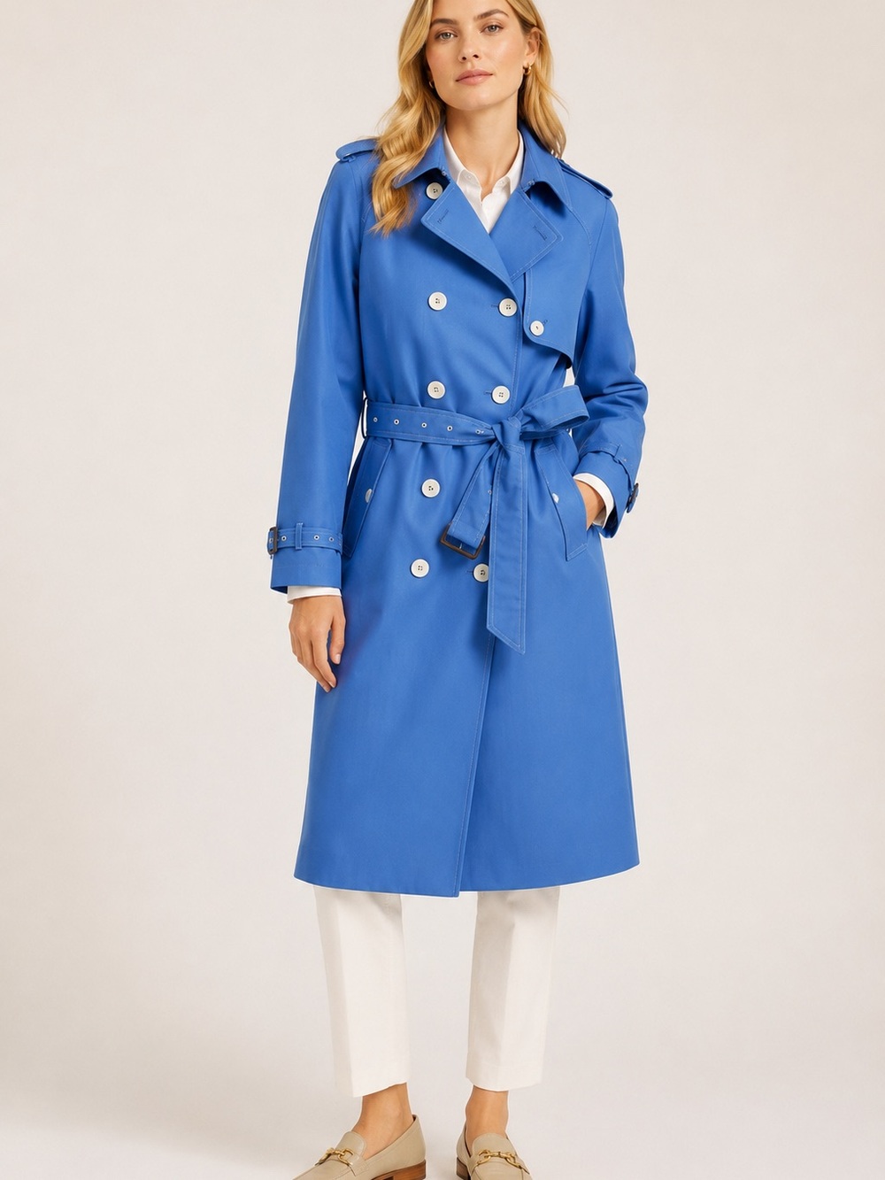 J Crew Belted Women’s Trench Coat French (WEDGEWOOD) Blue Mid Length Heritage